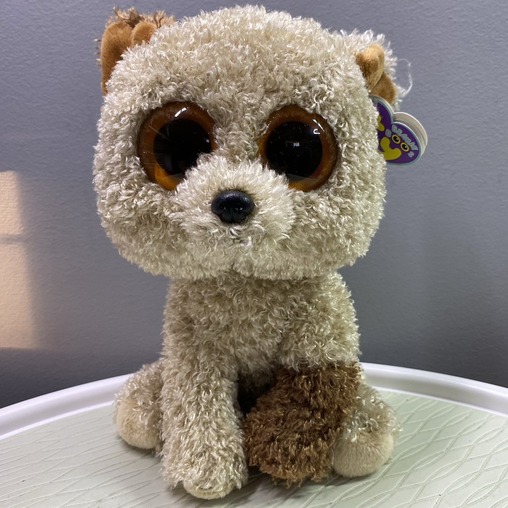 TY Beanie Boos -9" ROOTBEER Brown Dog solid eyes RETIRED Cuddly‎ & Soft